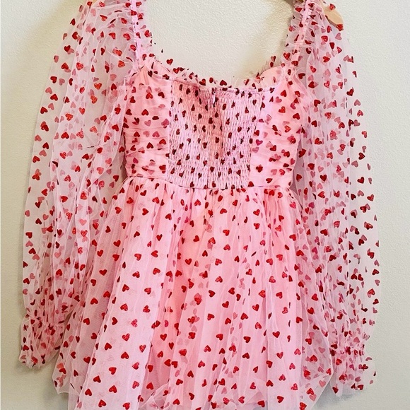 NWT Small Dolls Kill Sugar Thrillz Heavenly Affair Tulle Heart Flocked Babydoll - Picture 12 of 16